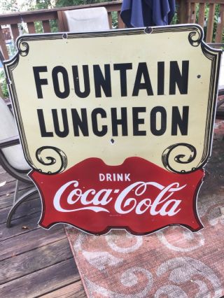 Large Old Coca - Cola Double Sided Porcelain Sign 6