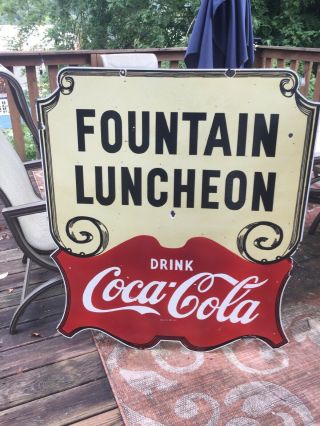 Large Old Coca - Cola Double Sided Porcelain Sign 7