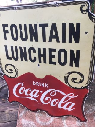 Large Old Coca - Cola Double Sided Porcelain Sign 8