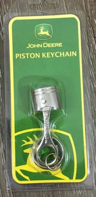 John Deere Piston Keychain Silver Motorhead Products Nwt Logo A149