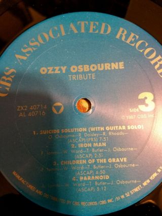 Ozzy Osbourne Randy Rhoads Tribute Live 1st Press 1987 Gatefold 2LP EX/NM Vinyl 8