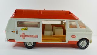 Vintage Tonka Rescue Ambulance Van w/ Gurney & 6 People Figures Orange White 8