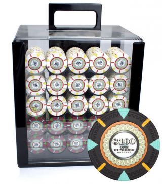 1000 The 13.  5g Clay Poker Chips Set With Acrylic Case - Pick Chips