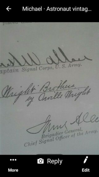 Historic autographs,  The Wright Brothers,  General Wallace,  and many More.  Year1908 10