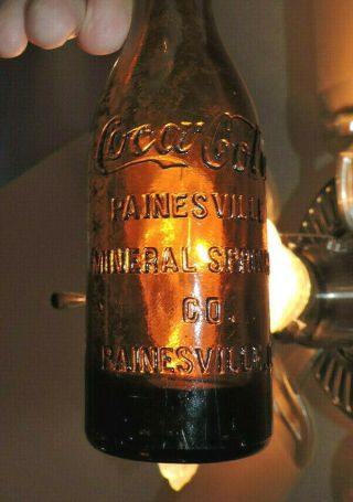 1are Straight Side Amber Coca Cola Bottle " Painsville,  Ohio