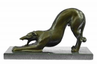 Whippet Greyhound Egyptian Guardian Dog Bronze Sculpture 6.  5 " X 10 "