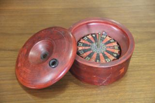Rare Vintage Antique Miniature Traveling Roulette Wheel Bowl Gambing Game