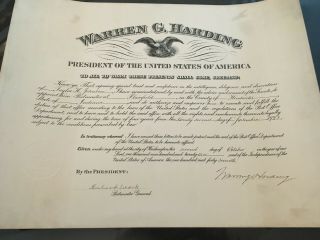 President Warren Harding hand signed Presidential appointment dated 10/02/1922 2
