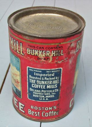 antique coffee tin BUNKER HILL 1 Pound tin 2