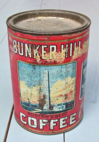 antique coffee tin BUNKER HILL 1 Pound tin 3