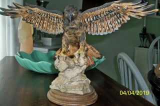 Giuseppe Armani Capodimonte Eagle Figurine Signed 13 1/2 " W Wingspan X 8 1/2 " H