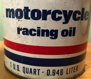 VTG OLD STOCK LeMans 2 CYCLE MOTORCYCLE RACING OIL IN TIN CAN - 1 US quart 3