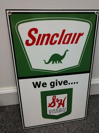 Sinclair Gasoline Oil And S & H Green Stamps Sign.  Large