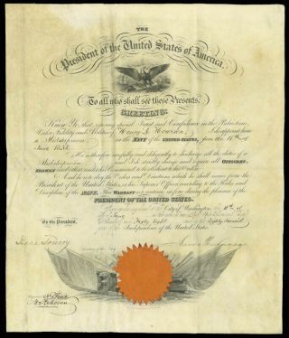 James Buchanan - Naval Appointment Signed 06/11/1858 With Co - Signers
