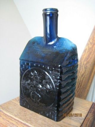 Cobalt Blue Jersey Devil American Log Cabin Bottle - - Clevenger Mould