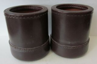 Pair Vintage Sewn Leather Dice Cups