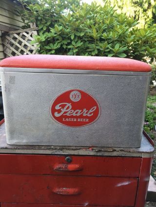 Vintage Xxx Pearl Lager Beer Aluminum Ice Chest Cooler Embossed Like Sign
