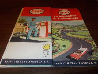 1960 Esso Guatemala Vintage Road Map / Cover Art