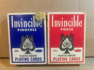 Vintage Invincible Poker Playing Cards Decks 8202 & 8303 Whitman