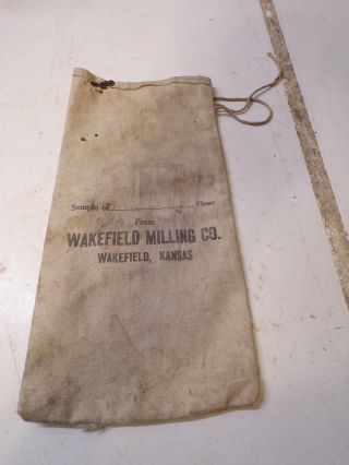 Old Canvas Flour Sample Bag Wakefield Kansas Milling Co.