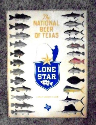Lone Star Light Assorted Fish Tin Tacker Beer Sign 24 " X 18 " Mancave