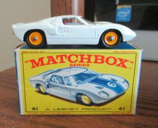 Vintage Lesney Matchbox Ford GT Racer 41 in the box. 2