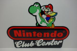 Nintendo Club Center Die Cut Steel Enamel Sign.  17 7/8 " High By 23 " Wide