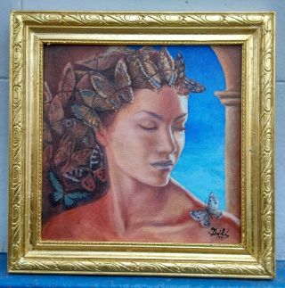 Oil On Canvas Salvador Dali Master Piece With Frame In Golden Leaf