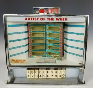 Vintage Chrome Seeburg Wall Mount Jukebox 100 Coin Op Artist Of The Week Ap3w100