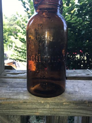 Trademark Lightning Amber Fruit Jar Half Gallon Putnam 304 2