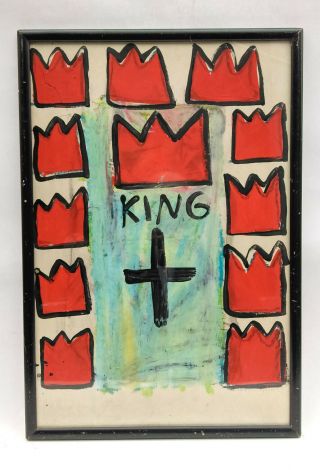 Jean - Michel Basquiat Oilstick On Paper With Framed