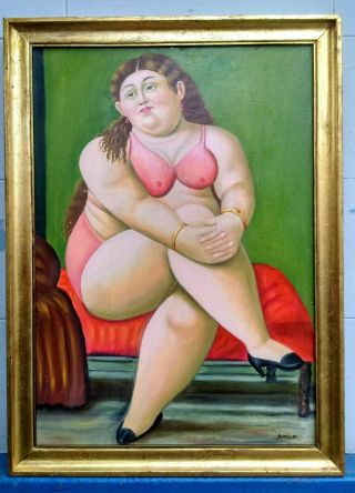 FERNANDO BOTERO 1986 OIL ON CANVAS WITH FRAME IN GOLDEN LEAF 2