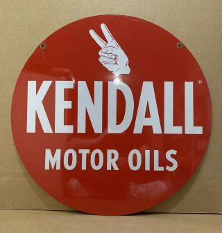 Vintage Kendall Motor Oil Sign Metal Double Sided 24” Gas Can Pump