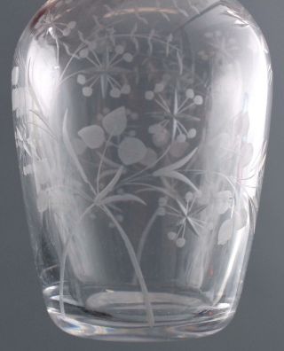 Antique Tantalus Burl Cabinet 4 Etched Glass Liquor Decanters Cordial Glasses 6