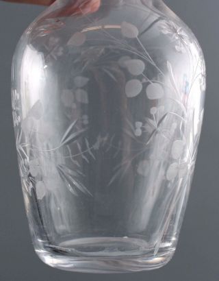 Antique Tantalus Burl Cabinet 4 Etched Glass Liquor Decanters Cordial Glasses 7