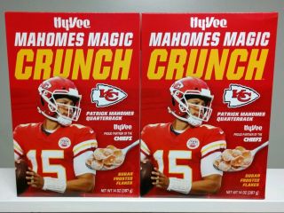 Patrick Mahomes Magic Crunch Cereal Hy - Vee Limited Edition - 2 Pack Kc Chiefs