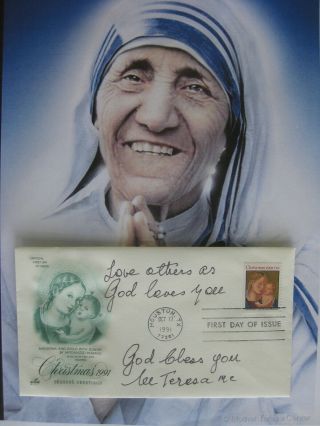 Mother Teresa - Rare Autographed Religious Fdc - Hand Signed By Saint M.  Teresa