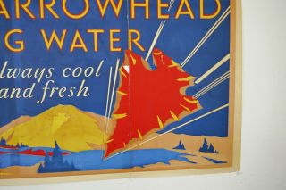 Vtg 1930s Art Deco Arrowhead Spring Water Indian Advertising Poster 5
