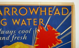 Vtg 1930s Art Deco Arrowhead Spring Water Indian Advertising Poster 6