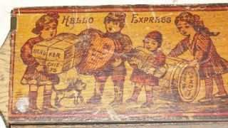 1911 Hello Express Wood Candy Container Box Cool Graphics 6 " X 2 1/2 " X 1 1/8 "