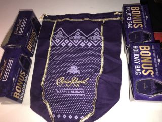 Crown Royal Happy Holidays Purple Bag Large Size Box Gold Stitched
