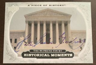 Ruth Bader Ginsburg Justice Us Supreme Court Autographed Signed Card