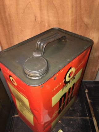 Vintage Consumers Oil Company Motor Oil 2 Gallon tin can Empty.  2 3