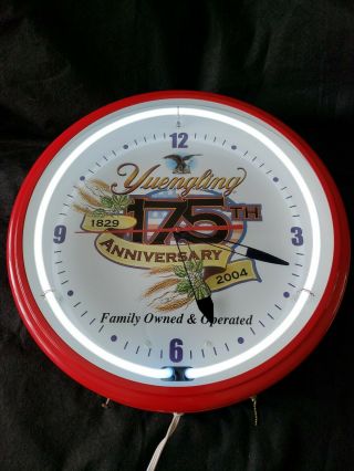 Yuengling Brewery 175 Anniversary Neon Clock 20 " Man Cave Bar Game Room 2004