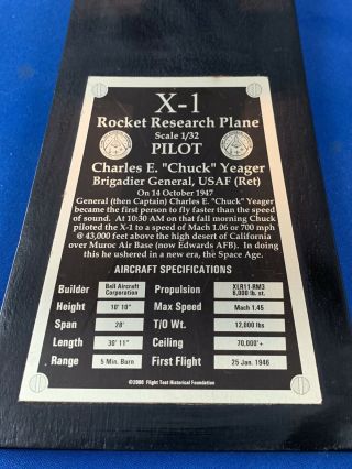 CHUCK YEAGER BELL X - 1 ROCKET RESEARCH PLANE OCT 1947 FLIGHT SIGNED AUTOGRAPHED 5