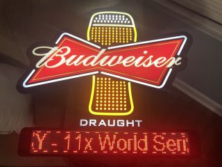Budweiser Draught Very Rare Large Led Sign W/ Message Board Opti Neon