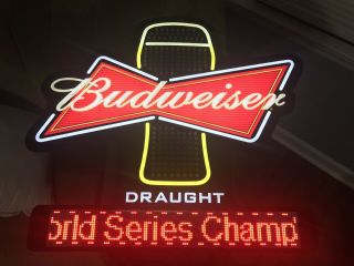 Budweiser Draught Very Rare Large Led Sign W/ Message Board Opti Neon 2
