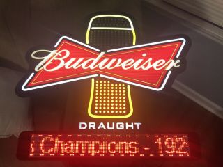 Budweiser Draught Very Rare Large Led Sign W/ Message Board Opti Neon 3