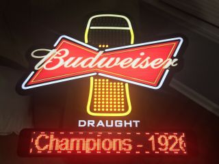 Budweiser Draught Very Rare Large Led Sign W/ Message Board Opti Neon 4