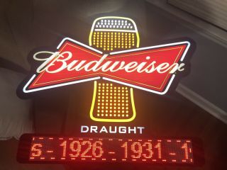 Budweiser Draught Very Rare Large Led Sign W/ Message Board Opti Neon 5